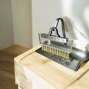 Crumb Catcher Tray Pan with Brush & Stand